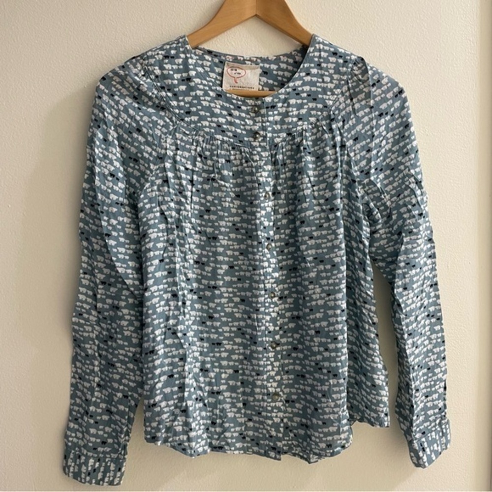 Anthropologie 24 of 52 Conversations Polar Bear Print Button Front Blouse